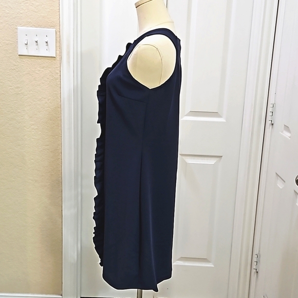 Linda Fashion Ruffle Tunic Halter Neck Dress Navy Blue Size Medium - Picture 4 of 9